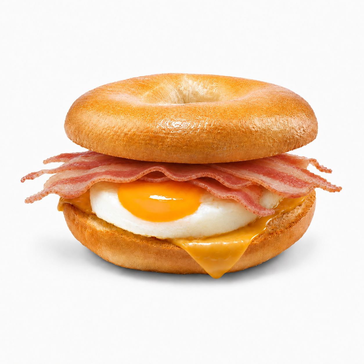 Grilled Breakfast Bagel with Bacon (Streaky Bacon)